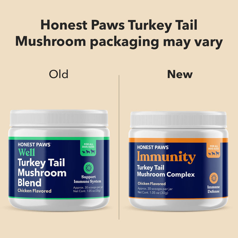 Honest Paws Dog Digestive and Immunity Booster – Turkey Tail Mushroom Blend - Shiitake, Reishi, Maitake Mushroom Extract Formula - No Filler, No Additives - (1.05 oz) - BeesActive Australia