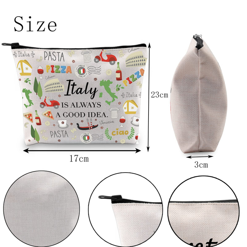 POFULL Italy Theme Gift Italy Is Always A Good Idea Cosmetic Bag Italy Bachelorette Trip Gift (Italy Is Always Cosmetic Bag) Italy Is Always Cosmetic Bag - BeesActive Australia