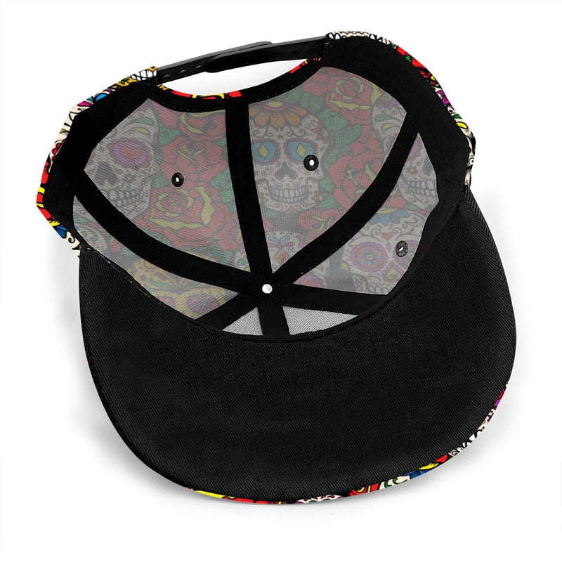 antkondnm Abstract Pattern On Occult Theme Flat Bill Brim Cap, Cool Hip Hop Trucker Hat Men Women Adjustable Baseball Caps Mexican Sugar Skulls - BeesActive Australia