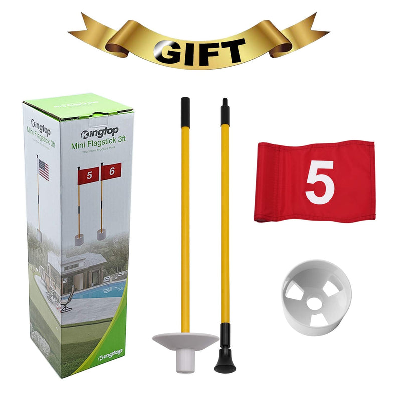 KINGTOP Golf Flagsticks Mini, Putting Green Flag for Yard, All 3 Feet, Golf Pin Flags Hole Cup Set, Fiberglass Portable 2-Section Design, Gifts Idea 1 Pack- Red Flag #5 - BeesActive Australia