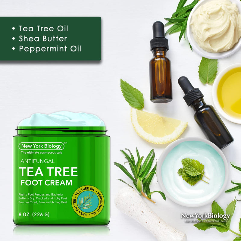 Tea Tree Oil Foot Cream for Dry Cracked Feet – Tea Tree Cream for Athletes Foot Fungus, Dry Cracked Skin, Nail Fungus, Ringworm, Jock Itch and Itchy Skin – Moisturizing Body Cream - 8 oz - BeesActive Australia