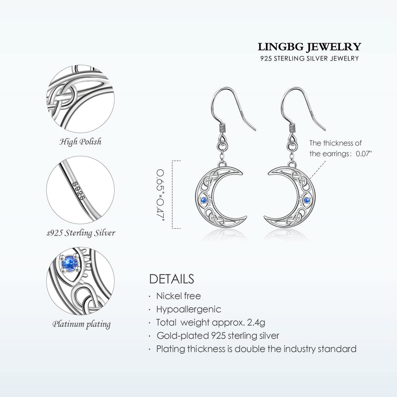 LINGBG JEWELRY Moon Earrings 925 Sterling Silver Moon Star Sun Earring Tree of Life Earrings Bat Earrings Peace Sign Earrings Half Moon Earrings for Women Jewelry Gifts for Girls 3# Crescent Moon Earrings - BeesActive Australia
