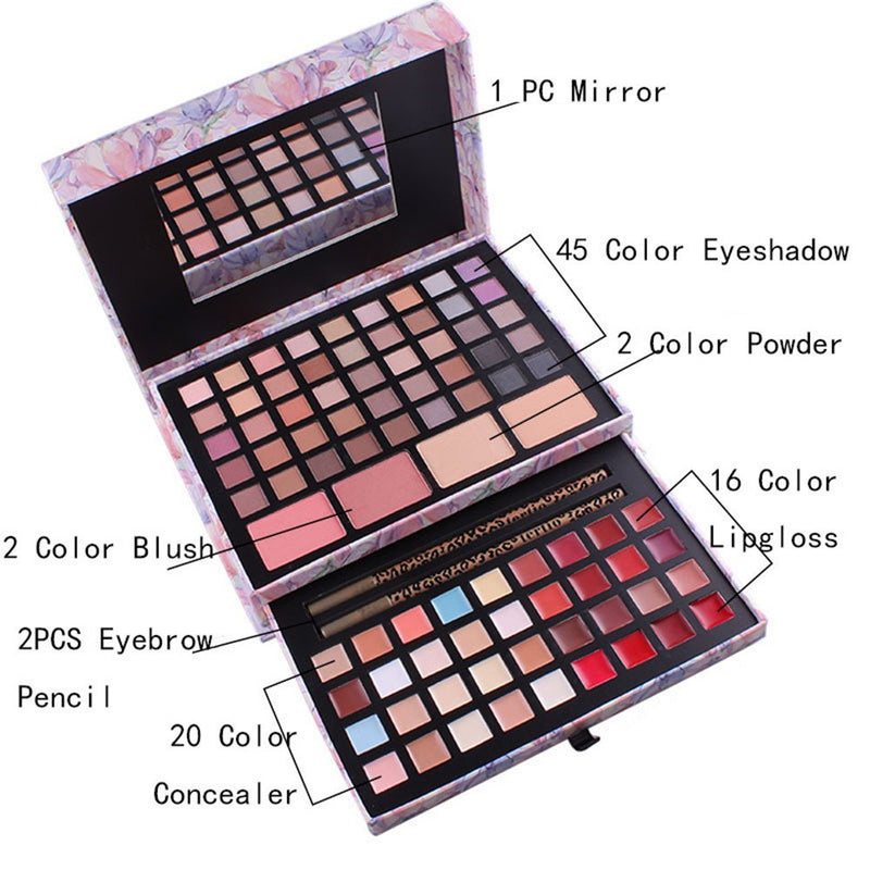 Pure Vie Professional 85 Colors Eyeshadow Concealer Blush Eyebrow Powder Palette Makeup Contouring Kit with Pink Case - Ideal for Professional and Daily Use - BeesActive Australia