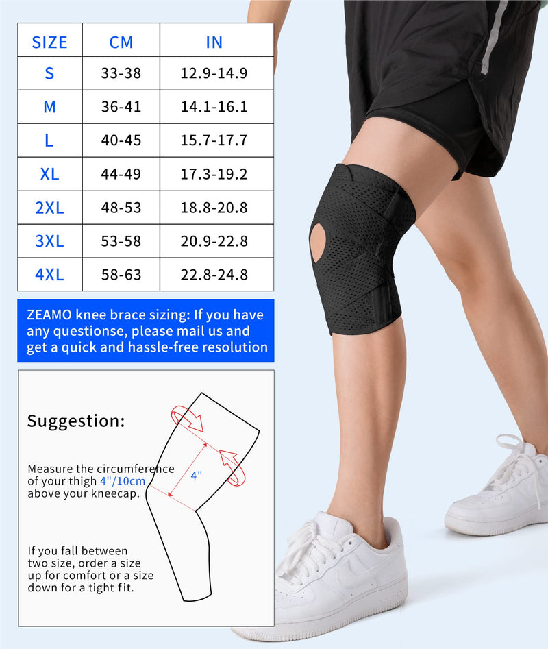 ZEAMO Professional Knee Braces for Knee Pain with Gel Pad for Tendonitis, Meniscus Tear, Arthritis Pain Relief, Knee Sleeve for Workout Women and Men (Black X-Large) - BeesActive Australia
