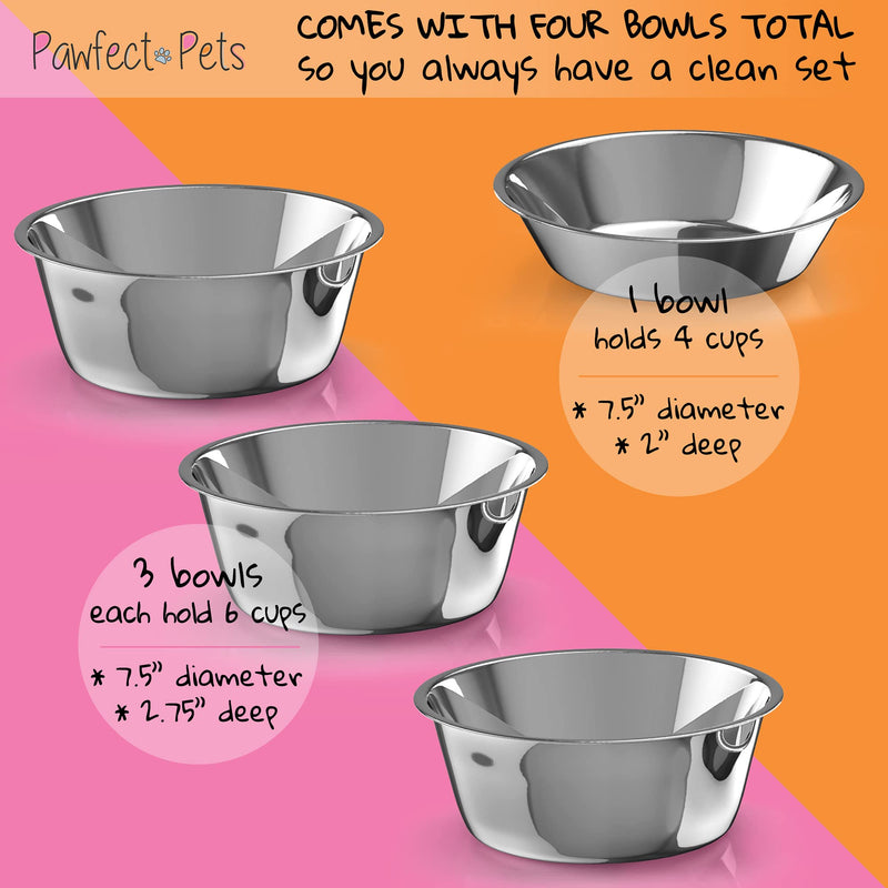 Large 12" Tall Elevated Dog & Pet Feeder- Double Bowl Raised Food & Water Stand- Includes 2 Extra Stainless Steel Bowls, 4 Bowls Total 12" - BeesActive Australia
