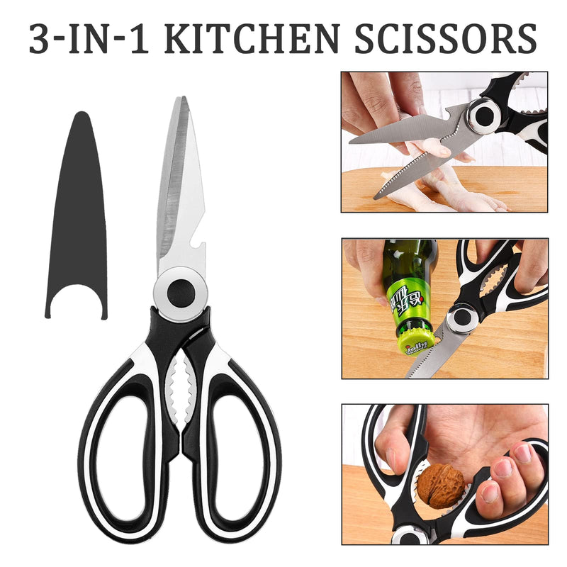 2 Pcs Herb Scissors, Multi-Blade Herb Scissors with Cover and Cleaning Comb, Stainless Steel Vegetable Scissors for Cutting Cilantro Onion Salad Garden Herbs, Heavy Kitchen Scissors (Green) (Black-2) Black-2 - BeesActive Australia