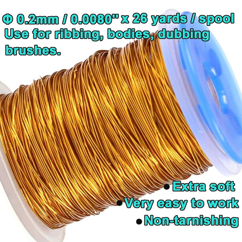 Greatfishing 0.1mm, 0.2mm, 0.3 mm Fly Tying Copper Wire Spoolet Fly Tying Materials Round Metal Thread for Larve Nymph Midge Streamer Flies C: 6 color/set 0.2mm copper wire - BeesActive Australia