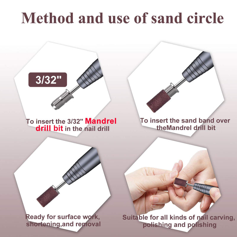 GEMAX Sanding Bands for Nail Drill 300 Pcs, 80#120#180 Sanding Bands 100pcs Each Size. 0.27 Inch Diameter X 0.5 Inch, Sanding Bands Suitable for Electric Nail Drills. - BeesActive Australia