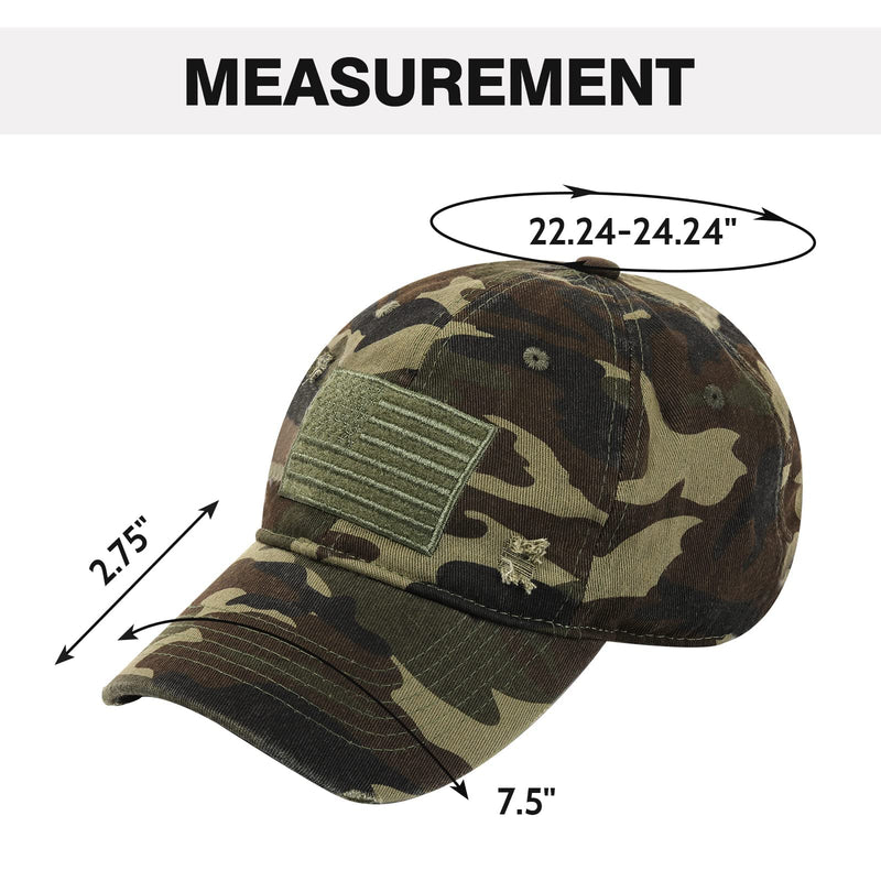 VODIORE American Flag Cap Embroidered USA Distressed Baseball Cap Dad Hat Green Camouflage - BeesActive Australia