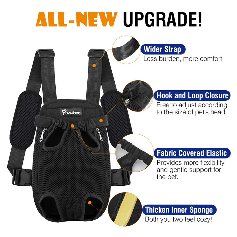 Pawaboo Pet Carrier Backpack, Adjustable Pet Front Cat Dog Carrier Backpack Travel Bag, Legs Out, Easy-Fit for Traveling Hiking Camping for Small Medium Dogs Cats Puppies Medium (Pack of 1) A-Black - BeesActive Australia