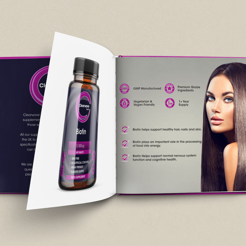 Biotin Hair Growth Supplement - 12,000mcg High Strength - 400 Tablets (13 Month Supply) - Vegan - Made in The UK by Clearwave Health - BeesActive Australia