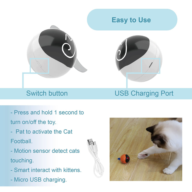 Migipaws Cat Toys, Automatic Moving Ball Bundle Classic Mice + Feather Kitten Toys in Pack. DIY N in 1 Pets Smart Electric Teaser, USB Rechargeable (White) white - BeesActive Australia