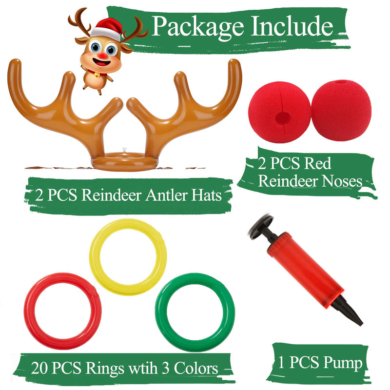 [AUSTRALIA] - Uniqhia Christmas Party Games, Inflatable Reindeer Antler Ring Toss Game Christmas Tree Santa Ring Toss Game for Christmas Party 2 Pack Anlter Ring Toss Game 