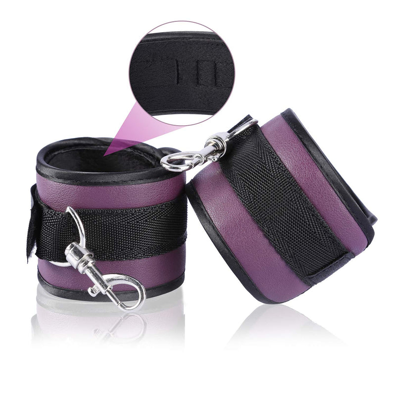 Purple PU Ankle Strap Fitness Wrist Cuff with D Ring Exercises Belt Gym Strap - BeesActive Australia