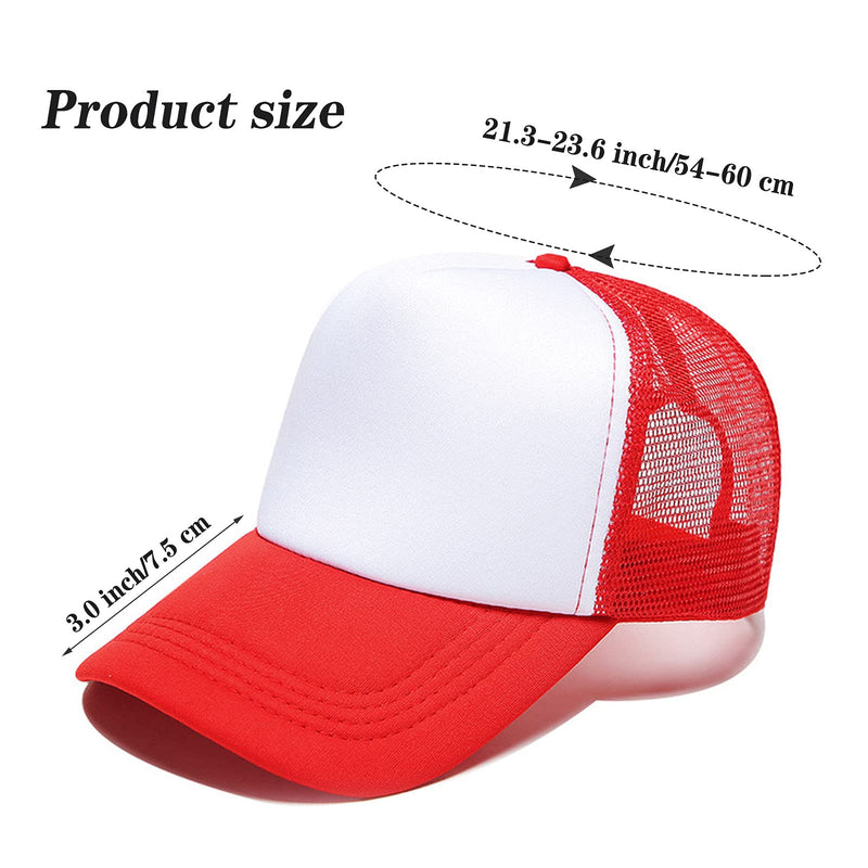 Ultrafun 10 Pack Unisex Sublimation Blank Mesh Baseball Cap Polyester Mesh Trucker Hat 10pack-red White - BeesActive Australia