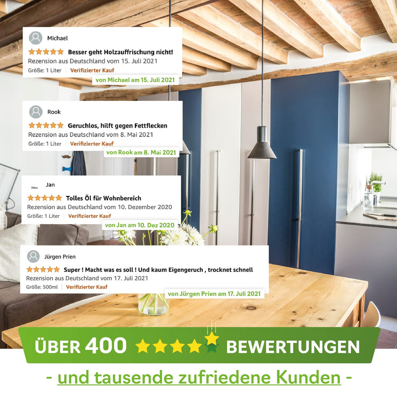 Nordicare Linseed Oil for Wood - 100% Pure & Natural Linseed Oil for Entire Indoor Area - Food-Safe Raw Linseed Oil for Wood Furniture - Underlines the Original Wood Structure - Made in Denmark 16.9oz 500 ml - BeesActive Australia