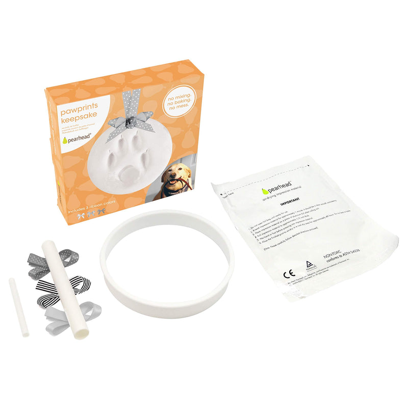 Pearhead Pet DIY Pawprints Keepsake Kit for Dogs or Cats Silver Ribbons Pawprint Ornament - BeesActive Australia