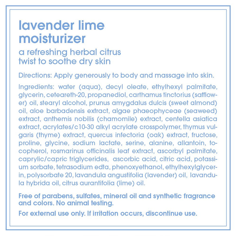 LATHER Lavender Lime Moisturizer, 8 Ounce Pump Bottle - BeesActive Australia