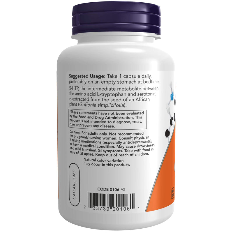 NOW Supplements, 5-HTP (5-hydroxytryptophan) 100 mg, Neurotransmitter Support*, 120 Veg Capsules - BeesActive Australia