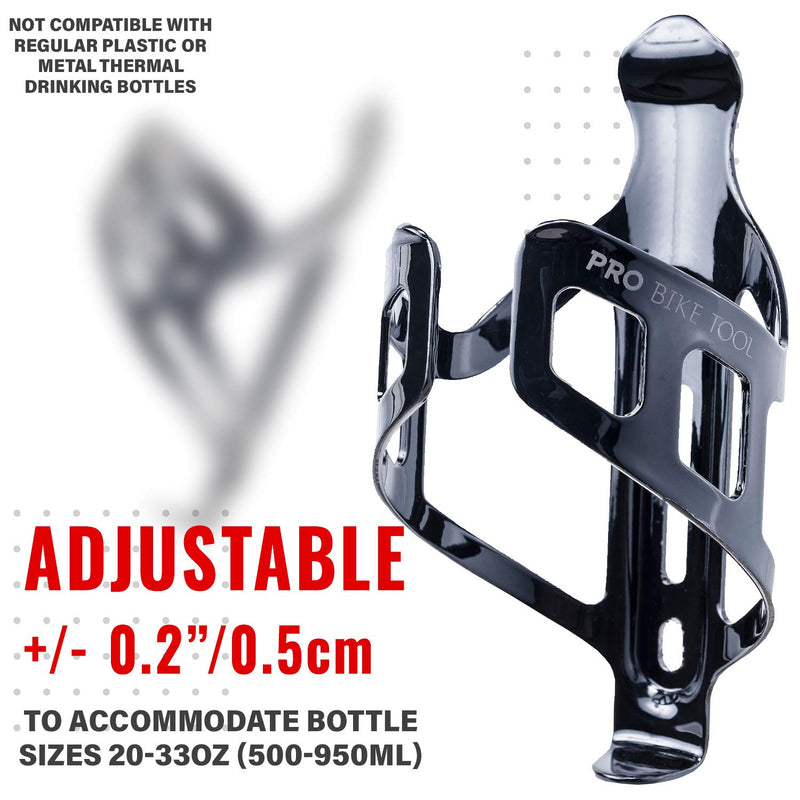 PRO BIKE TOOL Bike Water Bottle Holder - Black or White Gloss or Matte Black, Secure Retention System, Lightweight and Strong Bicycle Bottle Cage, Great for Road and Mountain Bikes - BeesActive Australia