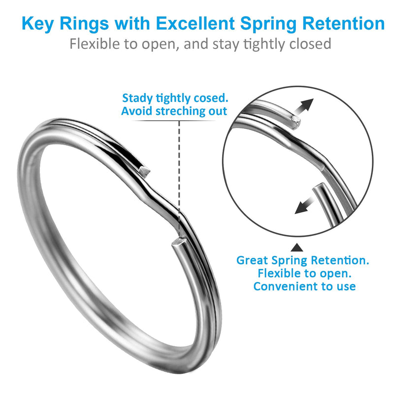 YHYZ Split Key Ring Circle Assorted, Round Keyring Durable 5 Sizes (1/2 inch, 3/4 inch,1 inch, 1.25 inch, 1.38 inch) Sliver Alloy Steel - BeesActive Australia