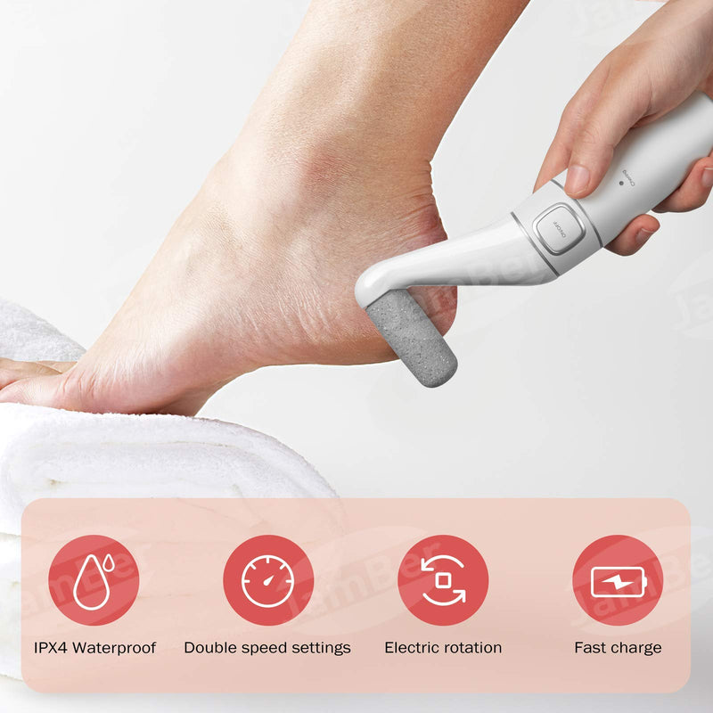 Foot Scraper Electric Callus Remover, JamBer Foot Care Pedicure, Professional Foot Scrubber Pedicure Tools With 2 Rollers for Cracked Heels, Dead Skin, Manicure Polishing - BeesActive Australia
