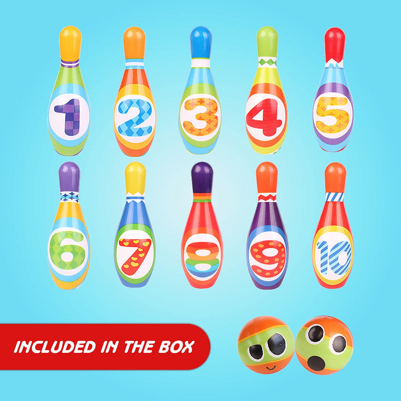 ToyVelt Kids Bowling Set - with 10 Bowling Pins & 2 Balls - Educational Early Development Indoor & Outdoor Games Set - for Toddlers & Infants Boys & Girls Ages 3,4,5 -12 Years Old - BeesActive Australia