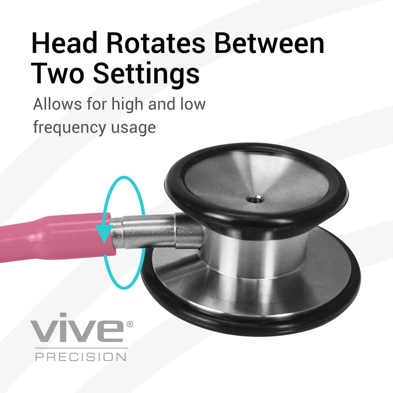 Vive Precision Dualhead Stethoscope - Dual Head Diaphragm Bell for Nurses, ER, Cardiology, Veterinary (Pink) Pink - BeesActive Australia