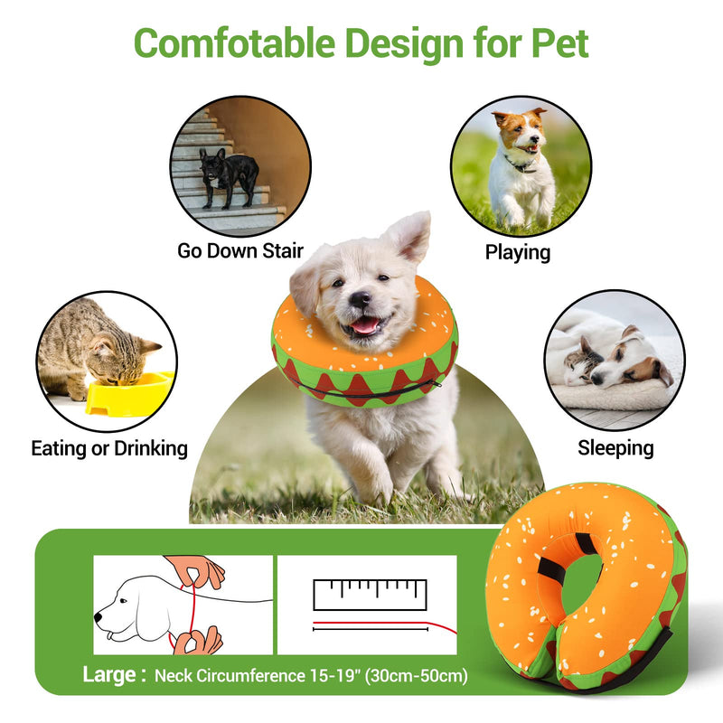 Recovery Collar for Dogs & Cats,Inflatable Dog Cone Collar, Protective Inflatable Collar for Dogs, Adjustable Pet Recovery Cone After Surgery,E-Collar Recovery Collar for Cats,Soft Dog Cone,Cute for Large Pets 1 - BeesActive Australia