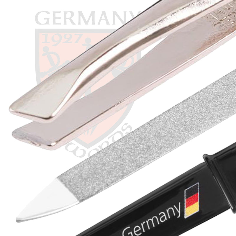 3 Swords Germany brand quality double sided SAPPHIRE POCKET NAIL FILE and POCKET TWEEZERS - Made in Germany Nail File + Tweezers - BeesActive Australia