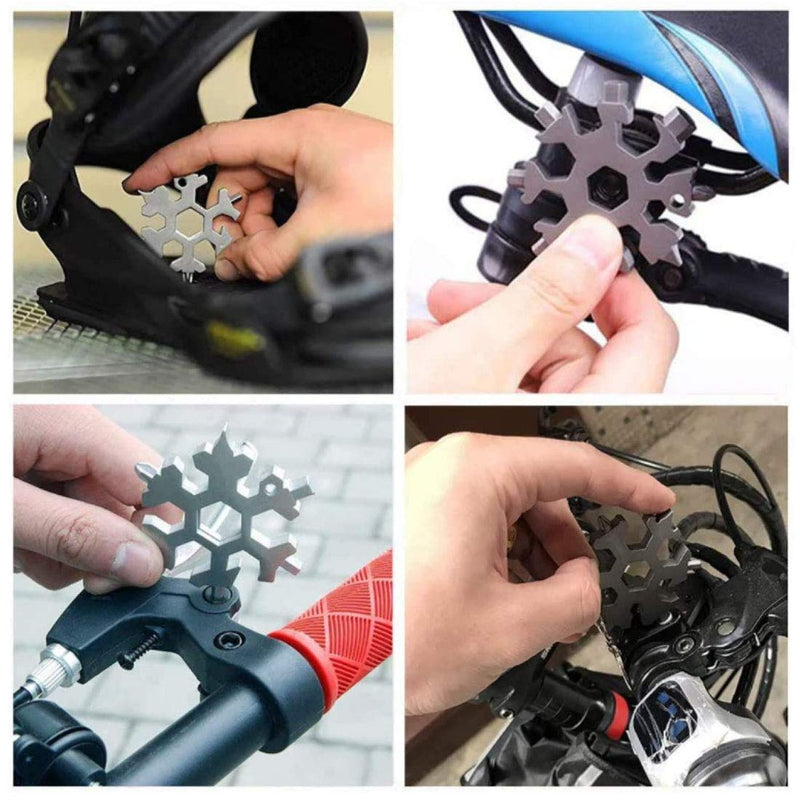 Snowflake Multitool, 1 Piece 18-in-1 Stainless Steel Snowflake Standard Multitool, Snowflake Wrench with Key Ring, Great for men Christmas Gift (1, Black) - BeesActive Australia