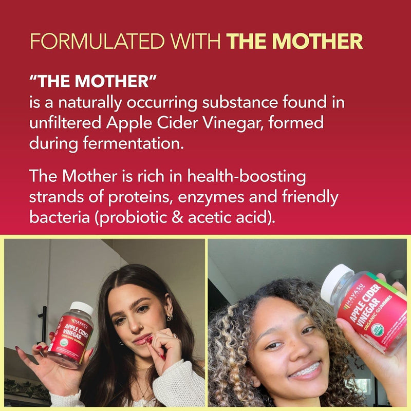 Organic Apple Cider Vinegar Gummies with The Mother | Metabolism Control & Detox to Boost Digestion | 60 Vegan & Non-GMO ACV Gummies | Tasty Natural Apple Flavor 60 Count (Pack of 1) - BeesActive Australia