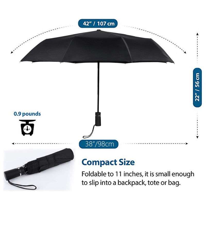 SY COMPACT Travel Umbrella Automatic Windproof Umbrellas-Factory Store black - BeesActive Australia