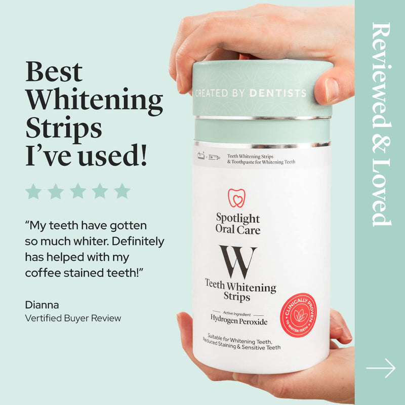 Spotlight Oral Care Teeth Whitening Strips | Gently Whitens Teeth Gradually & Safely | Active Ingredients Including Hydrogen Peroxide | Full 14-Day Course of Strips & 100 mL Whitening Toothpaste - BeesActive Australia