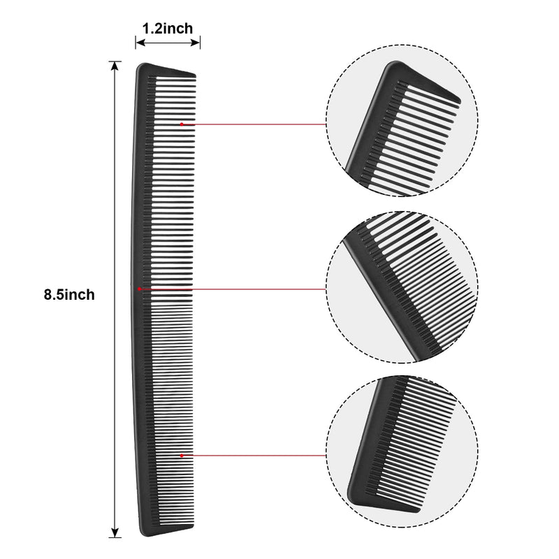 3 Pack Black Carbon Barber Fiber Cutting Comb,Fine Tooth Hair Comb,Hairdressing Styling Combs,Heat Resistant Combs,Styling Combs for Salon (Style G) - BeesActive Australia