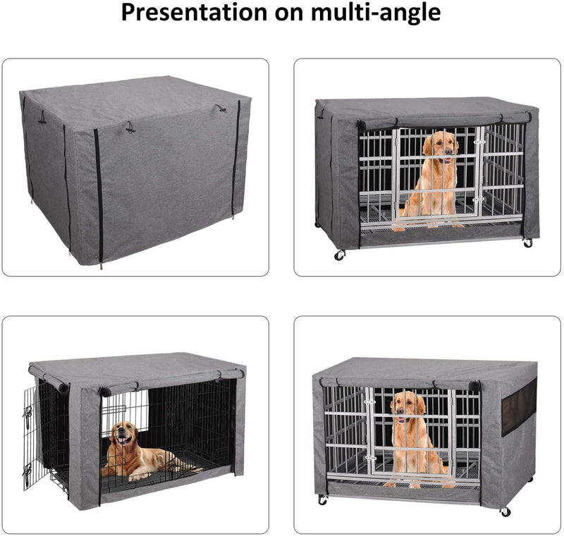 Dog Crate Cover, Ventilated Pet Keneel Cover, Durable Double Door Polyester Dog Crate Cloth Cover , Air Flow/Universal Fit for Wire Dog Crate (XS:25" Lx19 Wx20 H, Grey) - BeesActive Australia
