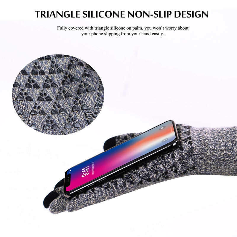 TRENDOUX Winter Gloves for Men Women - Upgraded Touch Screen Cold Weather Thermal Warm Knit Glove for Running Driving Hiking Light Gray Medium - BeesActive Australia