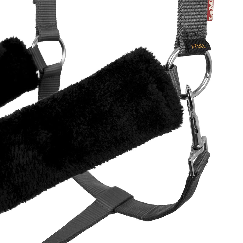 LeMieux Comfort Headcollar for Horses - Soft Fleece Lining - Adjustable & Durable x-full Black/Grey - BeesActive Australia