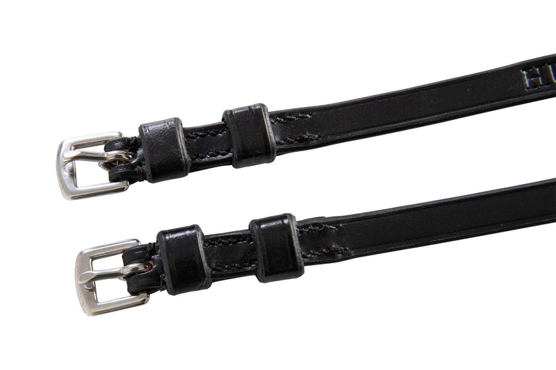 [AUSTRALIA] - Huntley Equestrian Premium English Leather Spur Straps, Black 18" Inches Long 