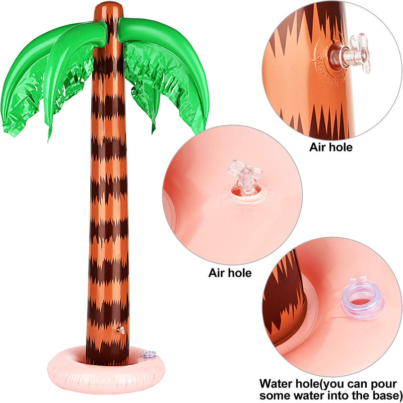 [AUSTRALIA] - meekoo 6 Pieces Inflatable Palm Trees Jumbo Coconut Trees Pink Flamingos Colorful Beach Balls Rainbow Color Balls for Hawaii Beach Luau Party Backdrop Decoration 