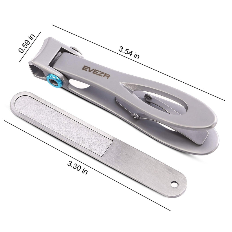 Evezr Heavy Duty 15mm Opening Wide Jaw Nail Clippers For Cutting Thick And Tough Toenails Or Fingernails, Stainless Steel Clipper And Nail File For Pedicure.… (Silver) Silver - BeesActive Australia
