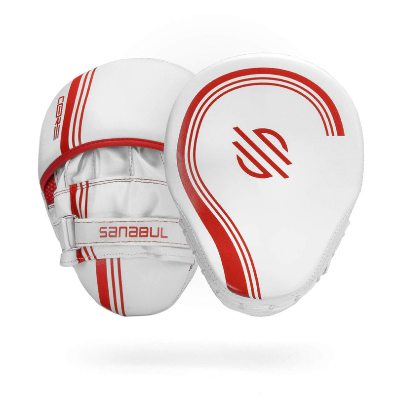 [AUSTRALIA] - Sanabul Core Series Curved Boxing MMA Punching Mitts White/Red 