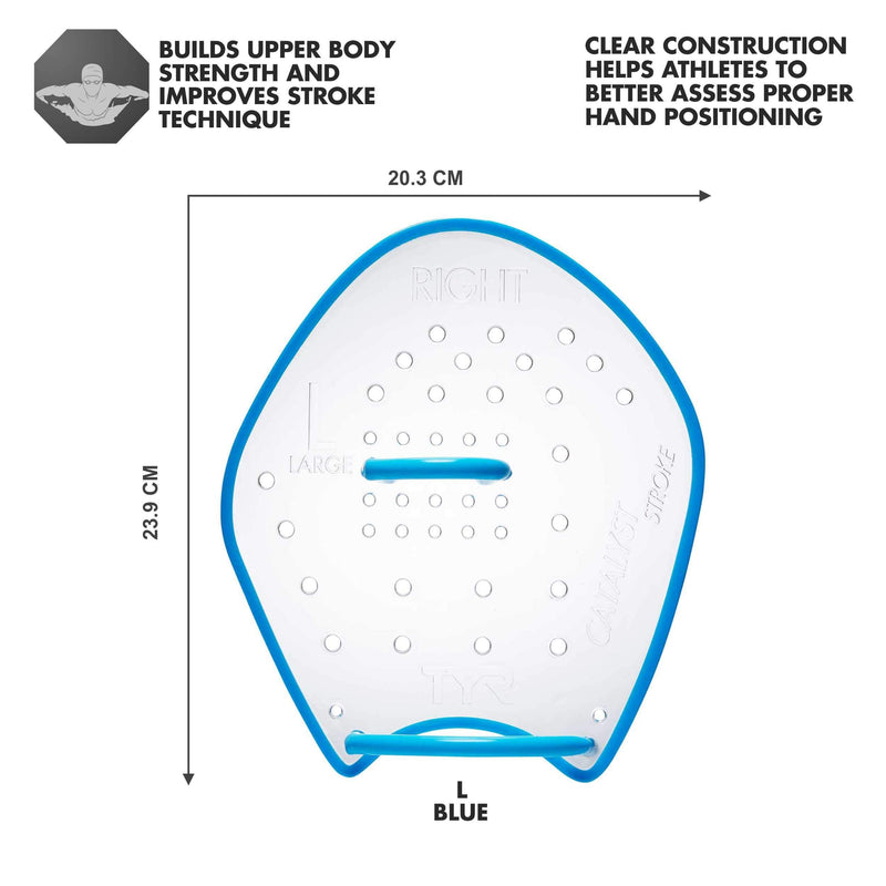 TYR Catalyst Stroke Training Paddles L - Blue - BeesActive Australia