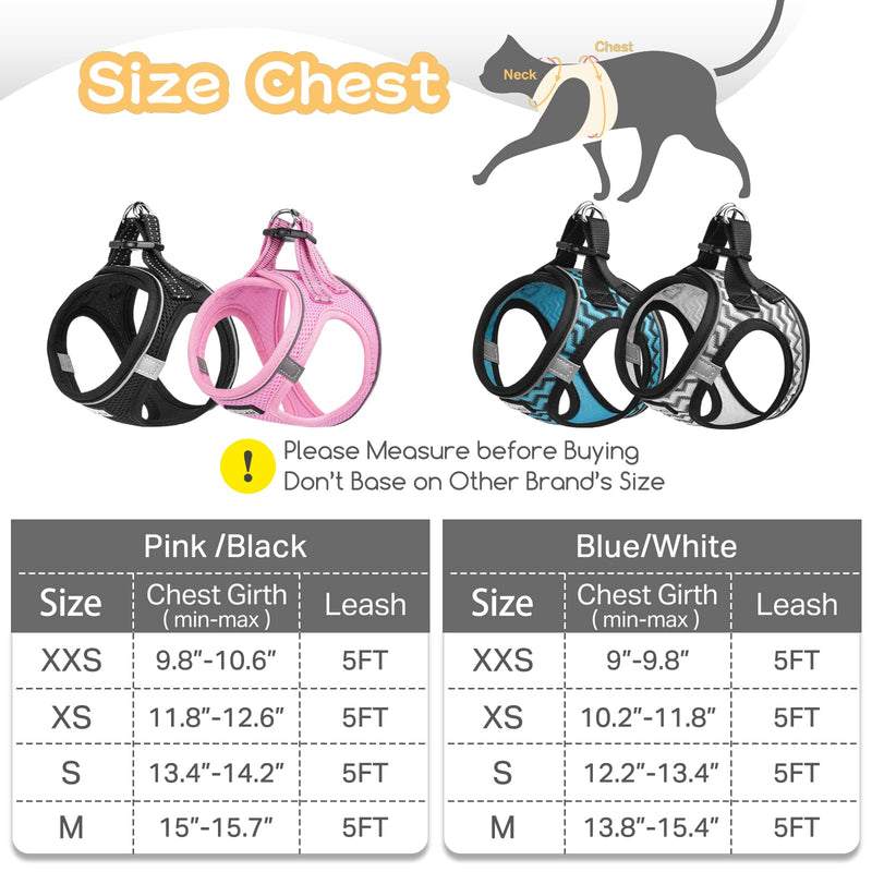 SALFSE Cat Harness and Leash Escape Proof,Adjustable Soft Mesh Kitten Vest Harness for Walking Reflective Pet Harness for Cat Small Dogs Puppy XS Black - BeesActive Australia