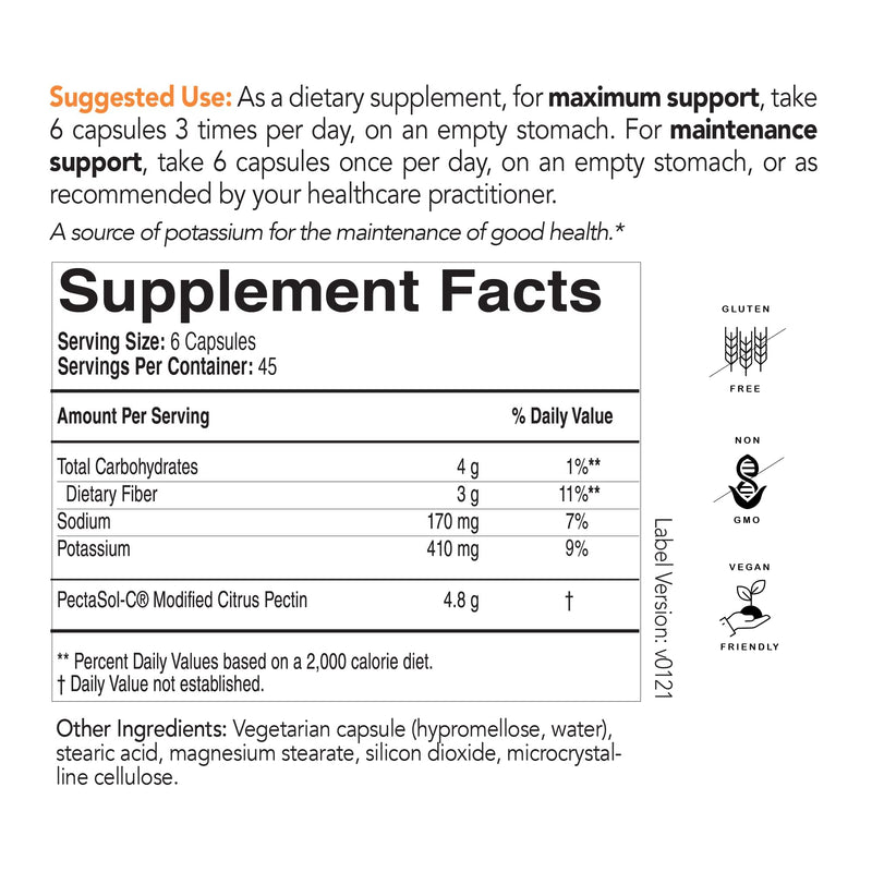 EcoNugenics - PectaSol Modified Citrus Pectin - 270 Capsules - Cellular Health & Immune System Supplement - Maintain Healthy Galectin-3 Levels - Cardiovascular Support - BeesActive Australia