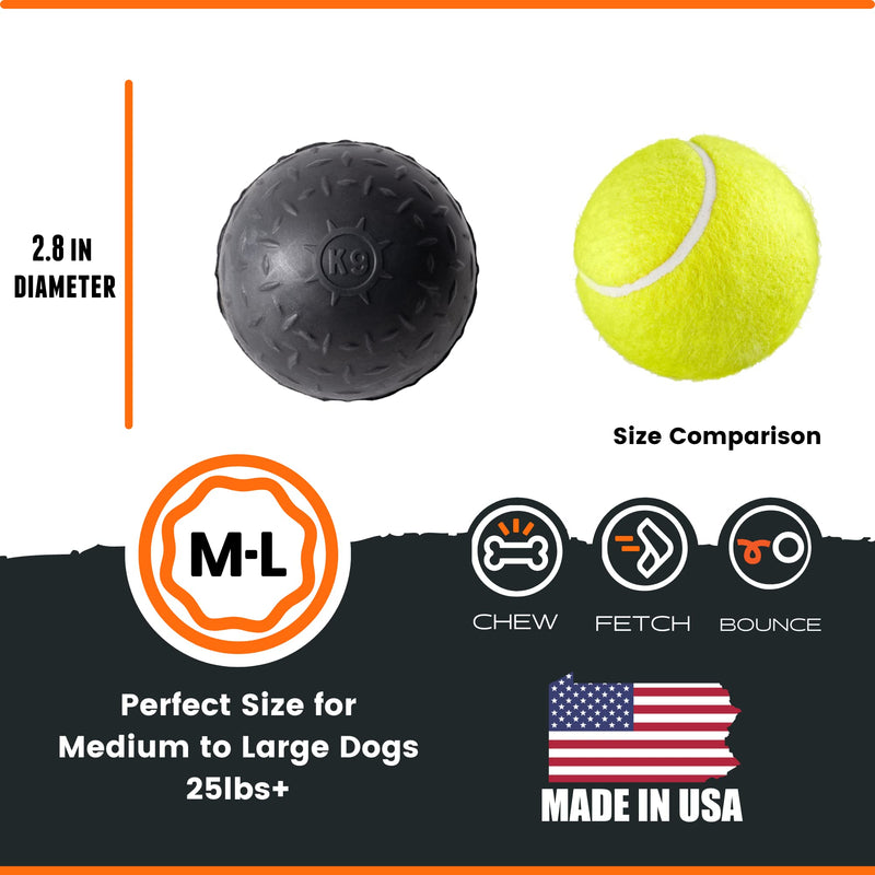 Ultra Durable Solid Dog Ball - Lifetime Replacement Guarantee - Aggressive Chewer Approved - Made in USA - Medium/Large Dogs - Safe & Non-Toxic Natural Rubber - Monster K9 Dog Toys - BeesActive Australia