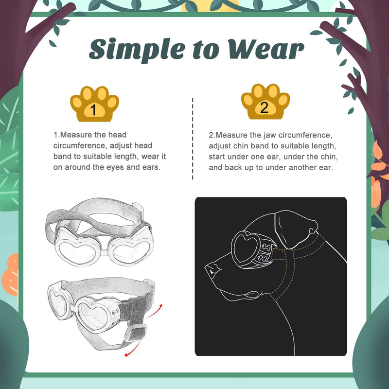Lewondr Small Dog Sunglasses UV Protection Goggles Eye Wear Protection with Adjustable Strap Doggy Heart Shape Anti-Fog Sunglasses for Pet Dogs Sun Glasses Doggie Windproof Glasses Pink - BeesActive Australia