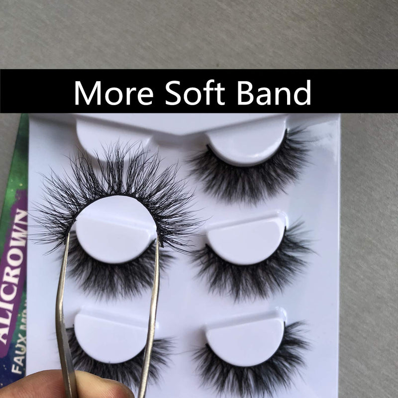 3D Faux Mink Eyelashes Pack, Fake Eyelash Fluffy Volume Natural Cross Lashes Soft Handmade Wispy Eye Makeup K - BeesActive Australia