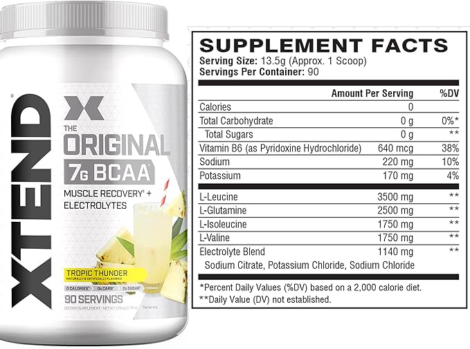 Scivation Xtend BCAA 7000mg Tropic Thunder 90 servings 1.26kg Scivation Xtend Essential Amino Acids EAA [Directly shipped overseas] Glutamine 2,500mg [Parallel import product] - BeesActive Australia