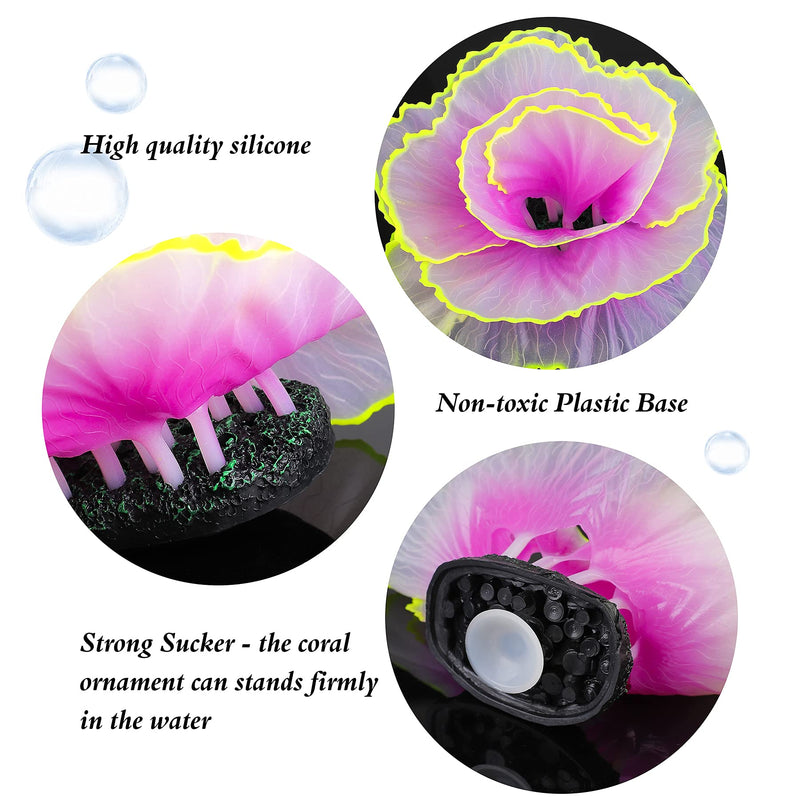 Livfodrm Glowing Fish Tank Decorations Glow Aquarium Decor Coral Ornaments, 2pcs Silicone Flower Plants and 10pcs Colourful Sea Shells/Luminous Stone Glow in The Dark for Aquarium Decoration - BeesActive Australia